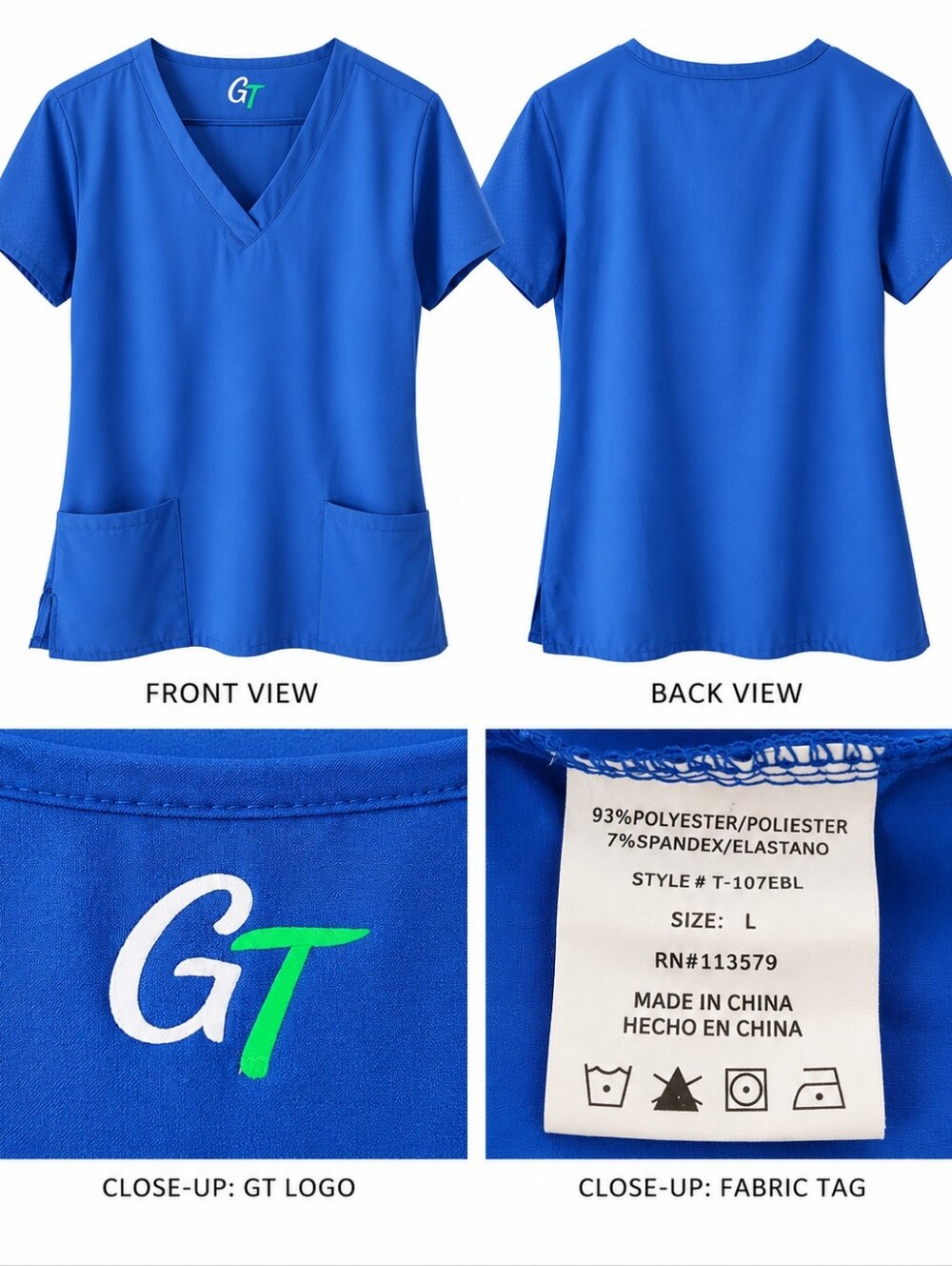 Women's V-Neck Medical Scrub Top in Royal Blue